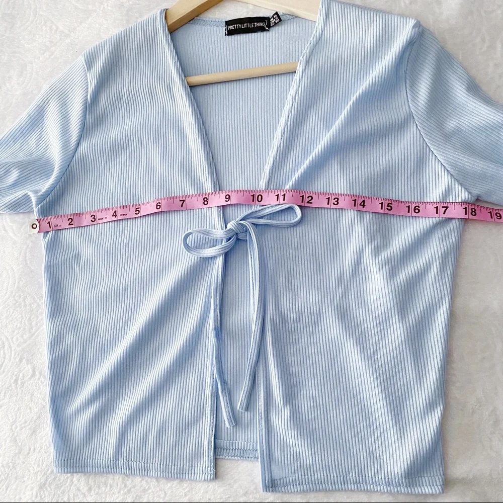 PLT Baby Blue Ribbed Cardigan Top